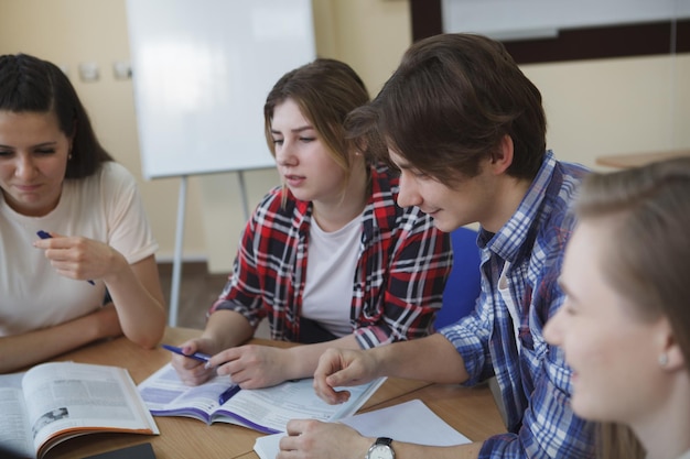 Young people studying together