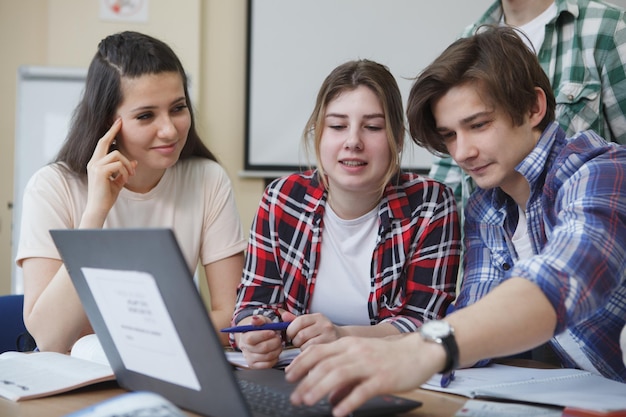 Young people studying together