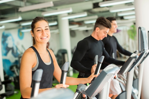 Young people training in the gym