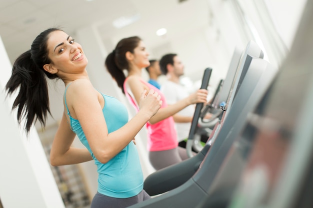 Young people training in the gym