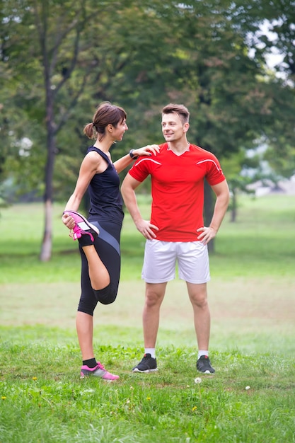 Young people training outdoor