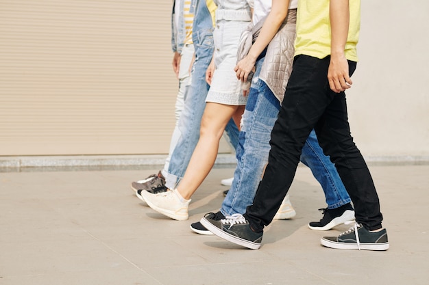 Young people walking in the street