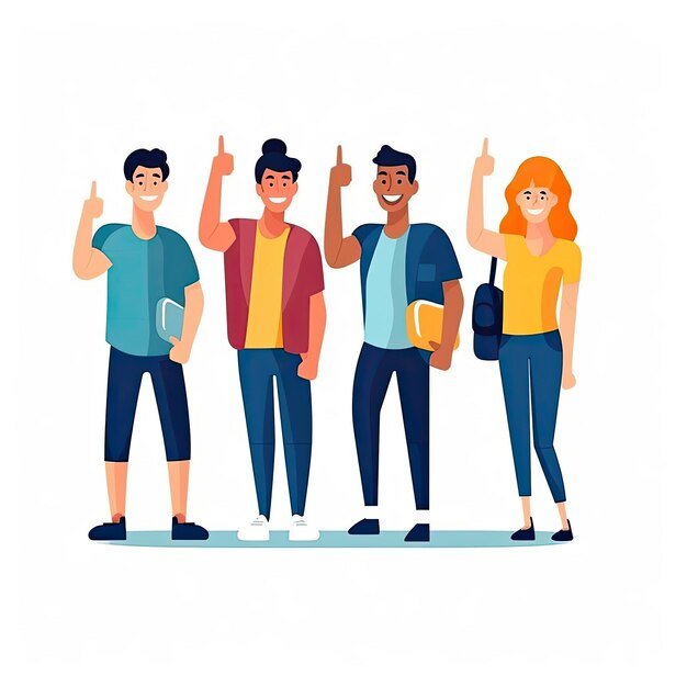 Photo young people with thumb like symbol flat vector illustration daily activities working ai generated