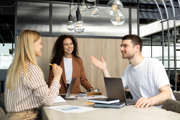 Young people working in office coworking and office concept