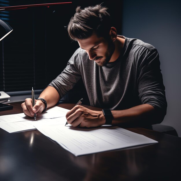 young person reviewing documents