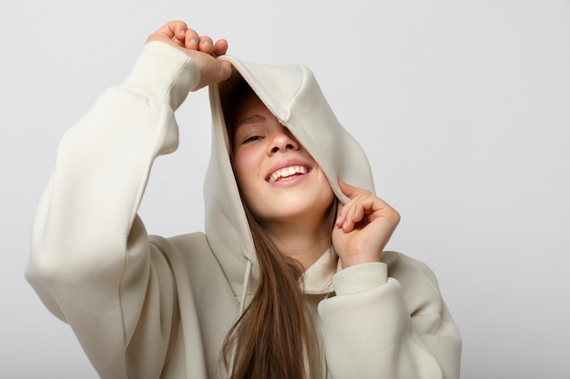 Young person wearing hoodie mockup