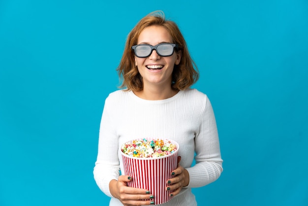 Young person with food over isolated background