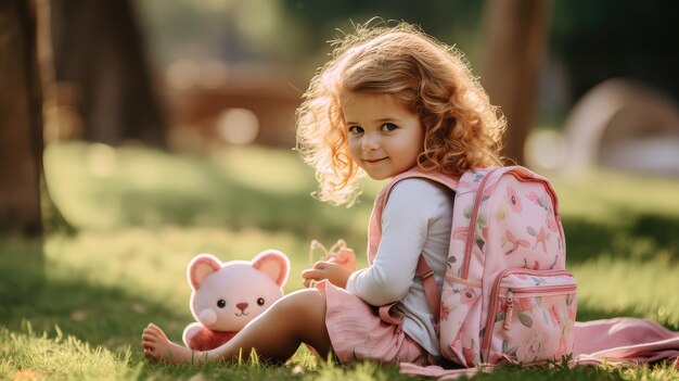 Photo young pink backpack