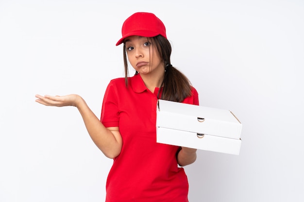 Young Pizza delivery woman unhappy for not understand something