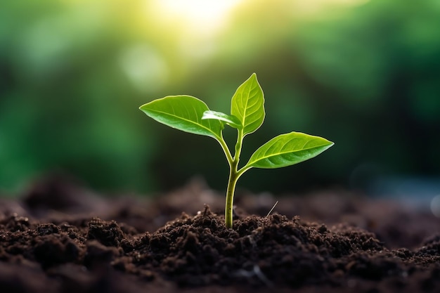 A young plant growing in the soil