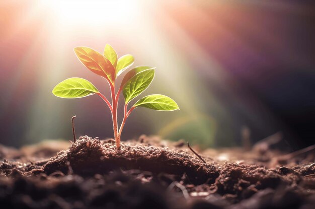 Foto una pianta giovane che cresce al concetto verde del sole