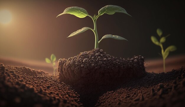 Young Plant Growing In Sunlight