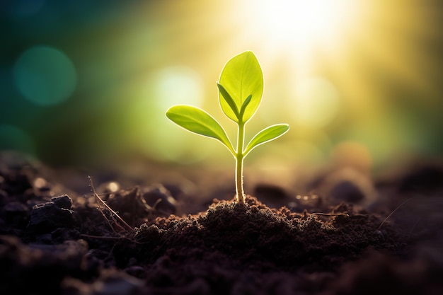 Young Plant Growing In Sunlight