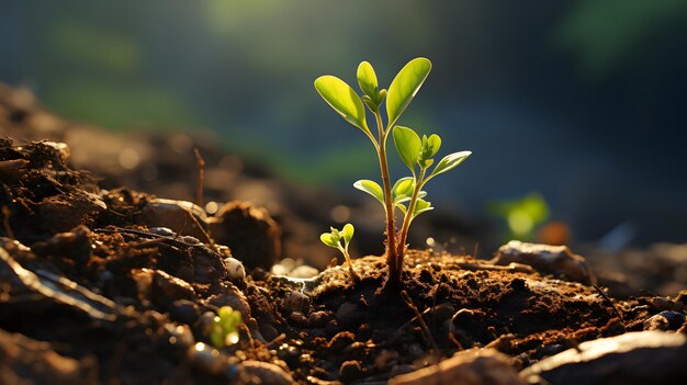 成長する若い植物の背景 生成性AI