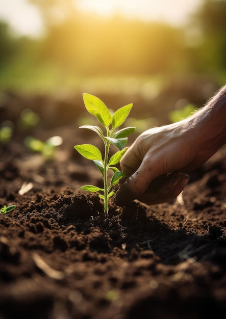 A young plant growing up with rainwater in sunlight ultra realistic Generative Ai