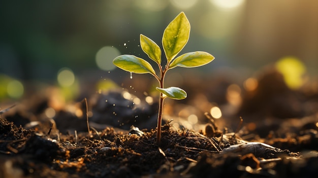 young plant in soil