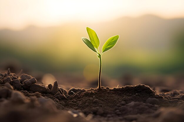 Young plant springing up out of the soil