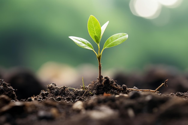 a young plant sprouting from the ground