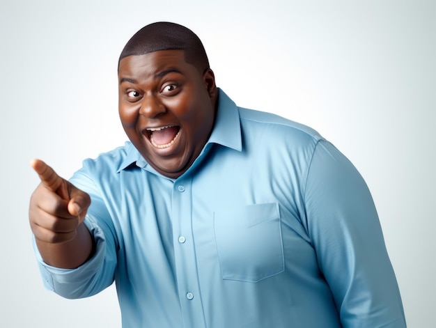 Young plus size african man emotional dynamic pose