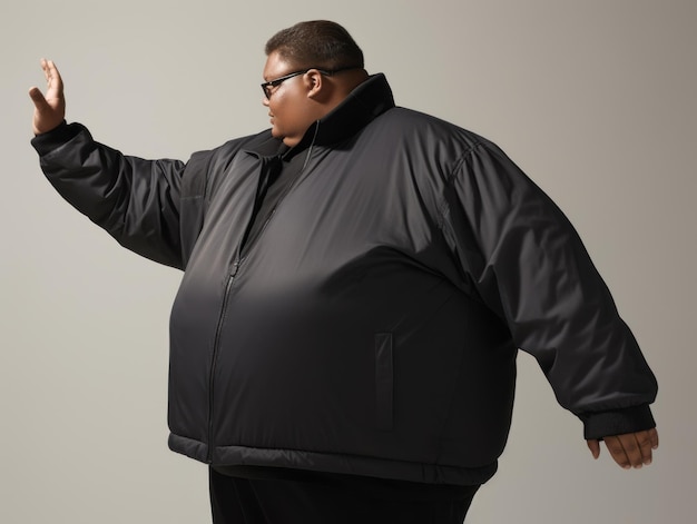 Photo young plus size african man emotional dynamic pose