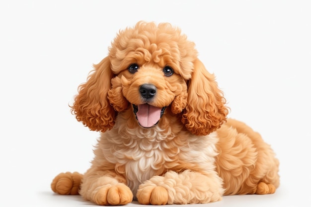 Young poodle on a white background ai generative