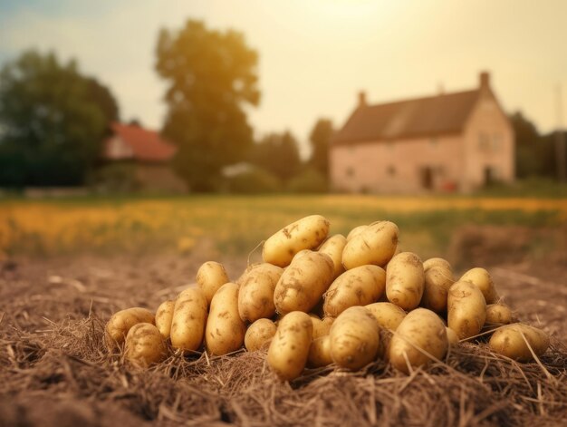 Photo young potatoes on field