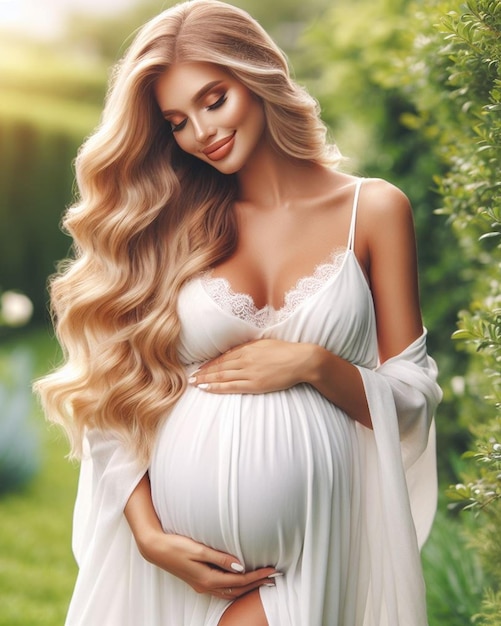 Photo young pregnant woman embracing nature