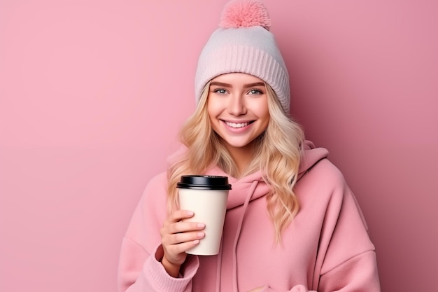 Young pretty blonde girl over isolated colorful background in winter clothes