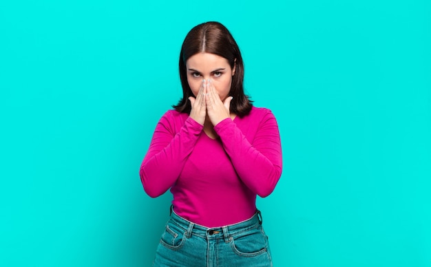 Young pretty casual woman feeling worried