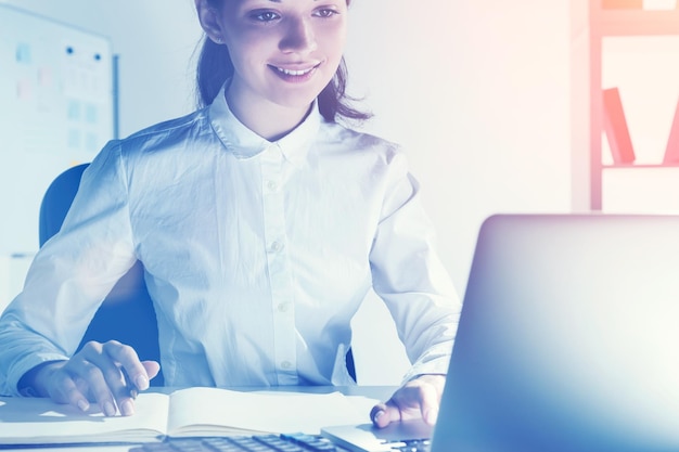 Young pretty girl and laptop