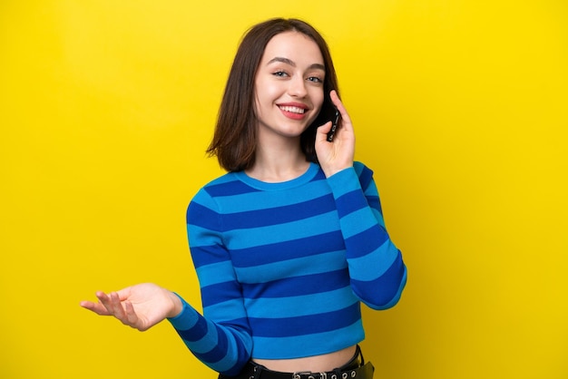 Young pretty Ukrainian woman over isolated background