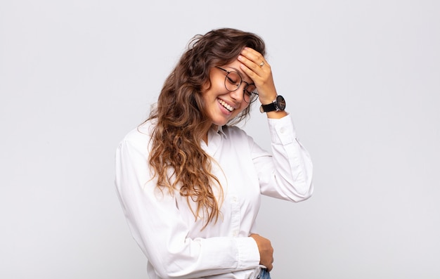 young pretty woman against isolated background