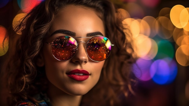 Young pretty woman dressed in trendy stylish sunglasses Generative AI