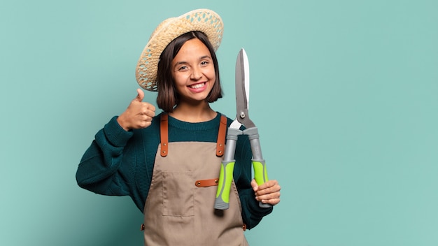 Young pretty woman. farmer concept