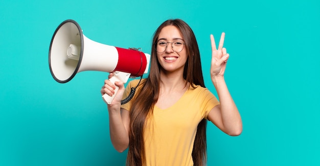 Young preWoman with a megaphone