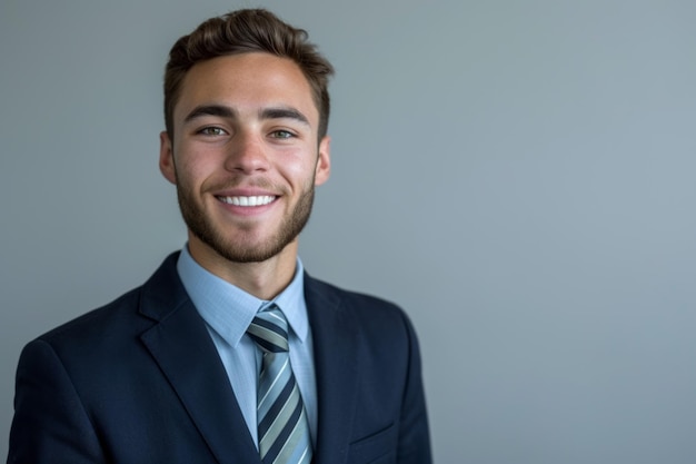 Photo young professional headshot with a happy expression on his face