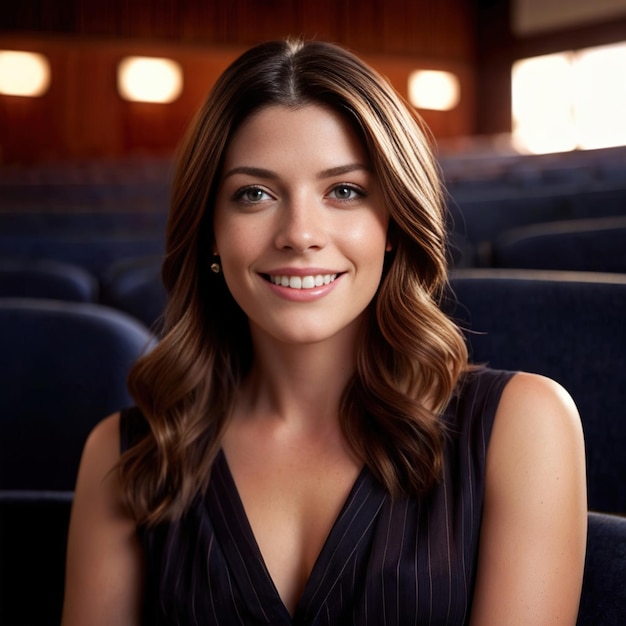 Young professional woman in auditorium