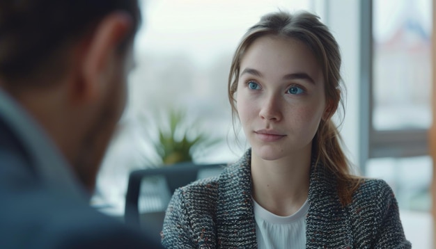 Photo young professional woman in a business meeting