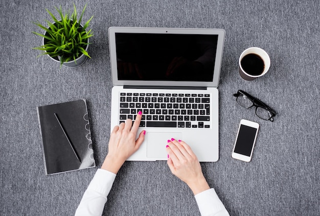 Young professional woman working with computer