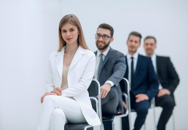 Young professionals are sitting in anticipation of the interviewphoto with copy space