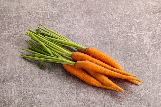 Young raw carrot heap isolated