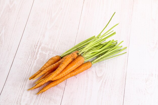 Young raw organic carrot heap isolated