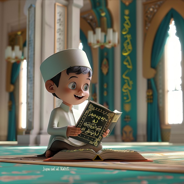 Young Reader in a Majestic Mosque