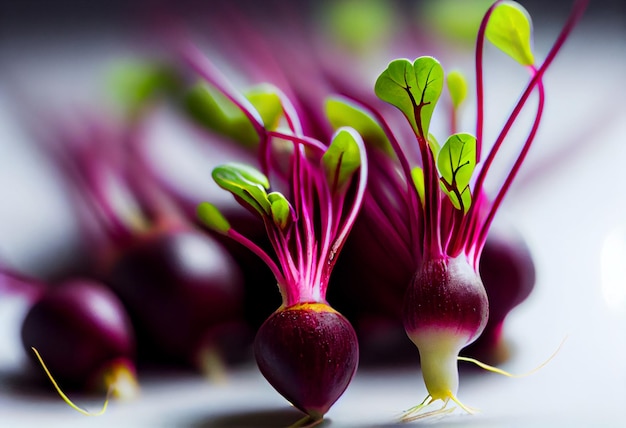 Young red beetroot sprouts isolated on background AI Generated