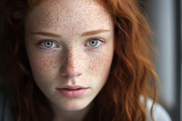 Young redhaired girl with clean healthy skin