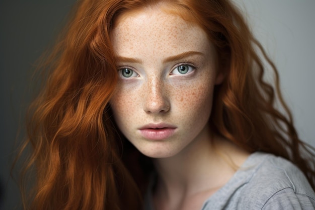 Young redhaired girl with clean healthy skin