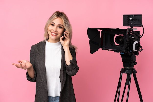 Young reporter woman