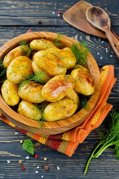 Young roasted potatoes