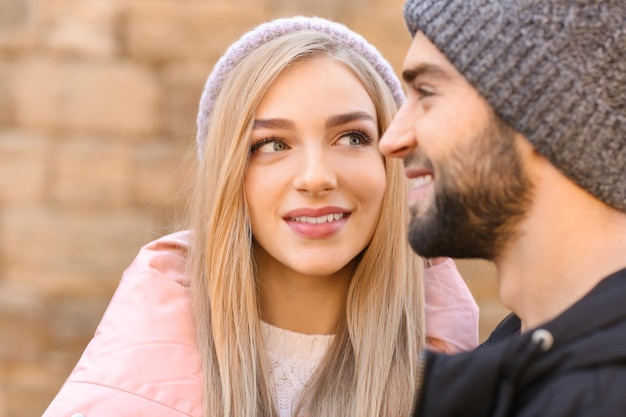 Young romantic couple outdoors