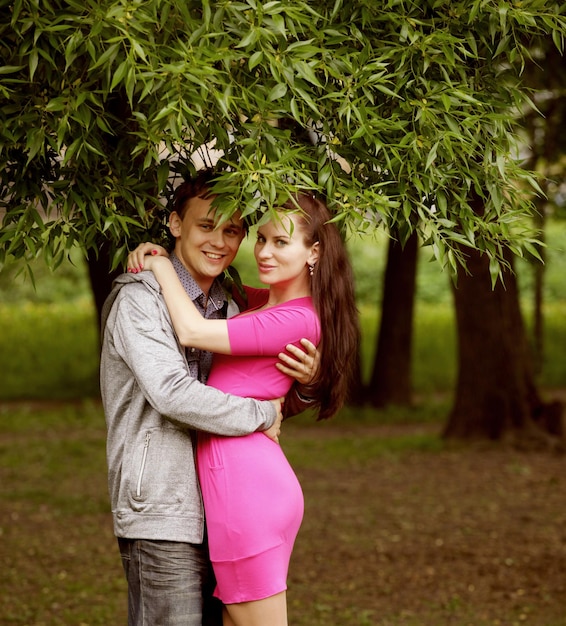 Young romantic couple in the park